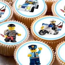 TLegoPolice20 set 20 mini discuri decupate din vafa cu personaje Lego City Police D5cm